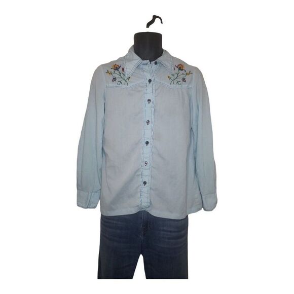 Never Needs Ironing Vintage Button Down Sz 34 Long‎ Sleeve Shirt Women Western - Picture 1 of 6